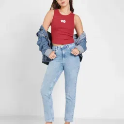 Sf Jeans By Pantaloons Red Cotton Slim Fit Top image 5