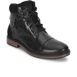 Allen Cooper Men Leather Casual Block-Heeled Regular Boots-picture-38