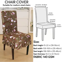 LooMantha Brown & Red 6 Pieces Floral Printed Stretchable Chair Covers image 4