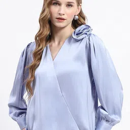 Madame Women Solid V-Neck Top-picture-28