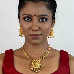 Kulin Women Antique Polished Temple Necklace and Earrings Jewellery Set-image-7