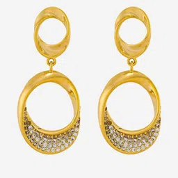 Kushal's Fashion Jewellery Gold-Plated Contemporary Zircon Studded Drop Earrings-picture-45