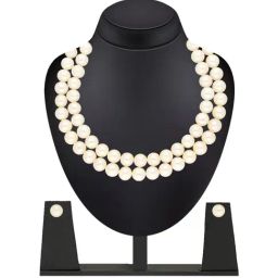 Sri Jagdamba Pearls White Alloy Classic Necklace & Earring Set-picture-22