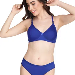 Liigne Pack Of 5 Solid Padded Non-Wired Pure Cotton Everyday Bra Lingerie Set image 2