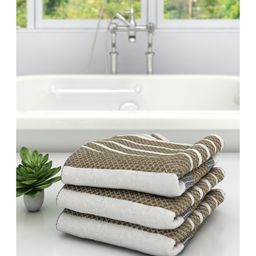 Athom Living 100% Premium Cotton Bath Towel Diamond Flower Print Pack Of 3 - Grey-picture-49