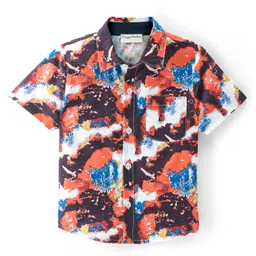 CrayonFlakes Cotton Half Sleeves Tie Dye Shirt - Orange-image-13