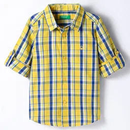 UCB Cotton Woven Full Sleeves Shirt With Checks - Light Yellow-picture-12