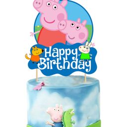Zyozi Peppa Pig Theme Birthday Cake Topper, Kids Birthday Topper MultiColor-picture-27