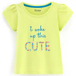 Honeyhap Premium 100% Cotton Half Sleeves Night Suit with Bio Finish - Sunny Lime & Ibiza Blue image 2