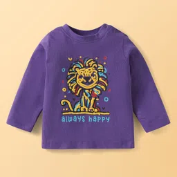 Babyoye Single Jersey Knit Night Suit With Animal Print - Purple image 2