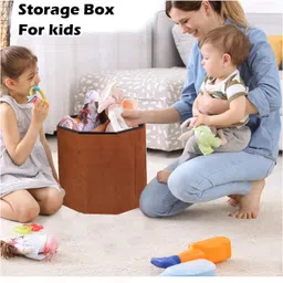 FunBlast Multi-Functional Folding Storage Organizer Box with Seat Cushion Kiwi image 2