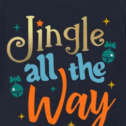 BLUSHES Christmas Theme 100% Cotton Full Sleeves Jingle All The Way Text Printed Romper - Navy Blue image 4