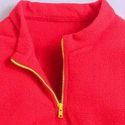 Nino Bambino Fleece Knit Full Sleeves Solid Light Winter Sweatshirt - Red image 4