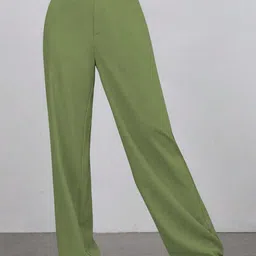 BAESD Women Colourblocked Relaxed Straight Leg High-Rise Non Iron Trousers-picture-33