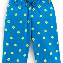 Honeyhap Premium 100% Cotton Half Sleeves Night Suit with Bio Finish - Sunny Lime & Ibiza Blue image 4