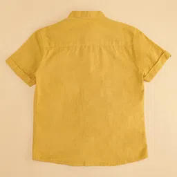 Pantaloons Junior Half Sleeves Solid Cotton Flax Shirts - Yellow image 5