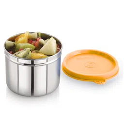 Steel Lock Flex Stainless Steel Container/Dabba with Lid Airtight for Food Storage, Easy to Carry, Leak Proof and Stackable (SL-23/350 ml) Yellow . image 4