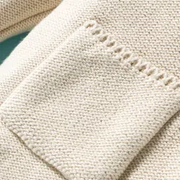 Babyoye 100% Cotton Knit Full Sleeves Front Open Sweater With Hood & Solid Dyed - Ivory image 4