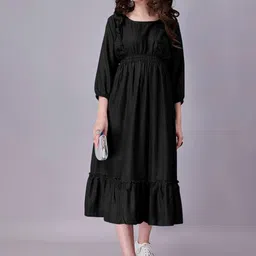 Raiyani Enterprise Women Fit & Flare Round Neck Casual Dress-picture-37