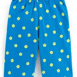 Honeyhap Premium 100% Cotton Half Sleeves Night Suit with Bio Finish - Sunny Lime & Ibiza Blue image 5