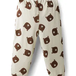 Bonfino Cotton Knit Full Sleeves Co-ords Night Suits With Animal Print Pack Of 2 - Brown & White image 5