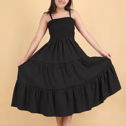 Pinly Layered Crepe Fit & Flare Midi Dress-picture-52