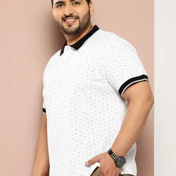 Sztori Plus Size Printed Polo Collar Pure Cotton T-shirt image 3