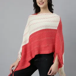 showoffff SHOWOFF Orange Self Design Poncho image 4