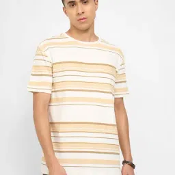 7 Alt By Pantaloons Beige Cotton Relaxed Fit Striped T-Shirt-picture-40