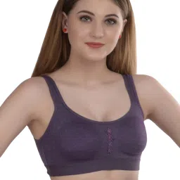 AROUSY Purple & White Cotton Beginner's Bra - Pack Of 2 image 4