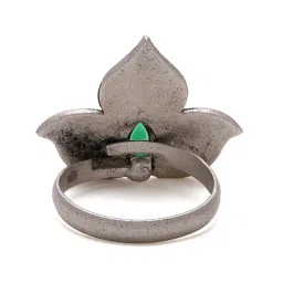 Priyaasi Flower Shape Green Stone Finger Ring image 4
