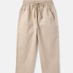 United Colors of Benetton Girls Beige Cotton Solid Trousers-picture-43