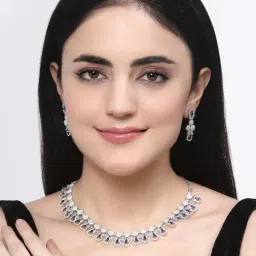 Zeneme Rhodium Plated AD Studded Jewellery Set image 2