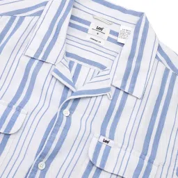 Lee Blue & White Comfort Fit Striped Cotton Shirt image 4