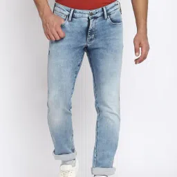 Wrangler Light Blue Slim Fit Heavily Washed Jeans-picture-23