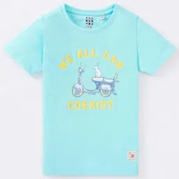 Ed-a-Mamma Kids Blue Cotton Printed T-Shirt-image-94