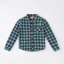 Ed-a-Mamma Kids Green & Red Cotton Chequered Full Sleeves Shirt-image-31