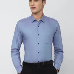 Peter England Blue Cotton Slim Fit Printed Shirt-picture-39