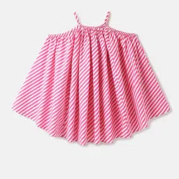 United Colors of Benetton Kids White & Pink Striped Dress-picture-27