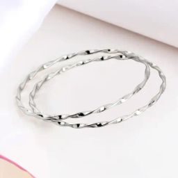 Zavya Radiant Reflections 925 Sterling Silver Rhodium-Plated Abstract Bangle-picture-43