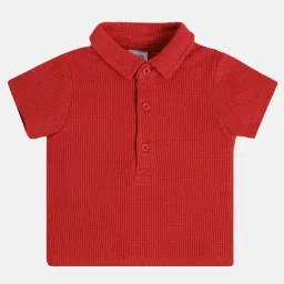 MINIKLUB Boys Red Self Polo T-Shirt-image-13