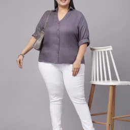 Style Quotient Light Grey Rayon Regular Fit Shirt image 4