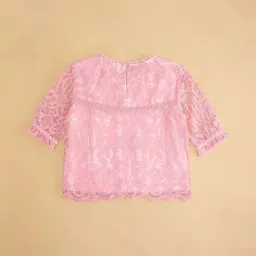 Pantaloons Junior Bubblegum Pink Embroidered Top image 4