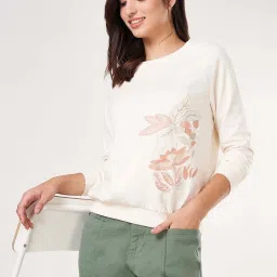 Honey By Pantaloons Ecru Cotton Loose Fit Sweatshirt image 4