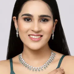 Zeneme Rhodium Plated AD Studded Jewellery Set image 3