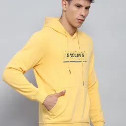 Monte Carlo Yellow Regular Fit Printed Hooded Sweatshirt image 4