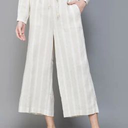 Code by Lifestyle Beige Striped Flared Pants-picture-27