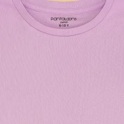 Pantaloons Junior Girls Pastel Lilac Regular Fit T-Shirt image 4