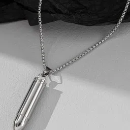 MEENAZ Silver-Plated Geometric Pendants with Chains image 4