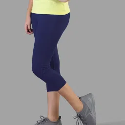 TWIN BIRDS Kids Navy & Yellow Cotton Regular Fit Leggings (Pack of 2) image 4